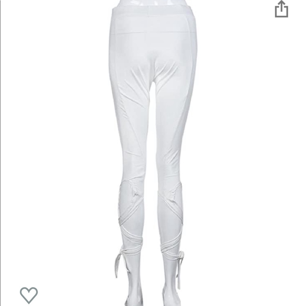 Lace up white ballet style leggings **NWOT** - Picture 7 of 8